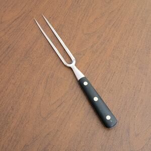 Vintage EKCO Meat Carving Fork Black Handle Stainless Steel Lenght 11.75"